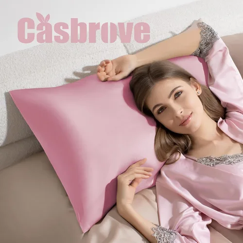Miniatura 3 de Fundas de almohada de seda para cabello y piel, de seda de morera, suave, transpirable, lisa de ambos lados, de seda natural, con cremallera, 1 Rosa