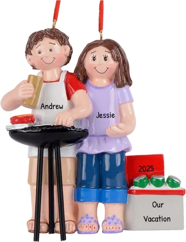 Adorno personalizado en 3D de nuestra primera Navidad 2025 | Adornos personalizados para parejas para hornear barbacoa, adorno para parejas 2025