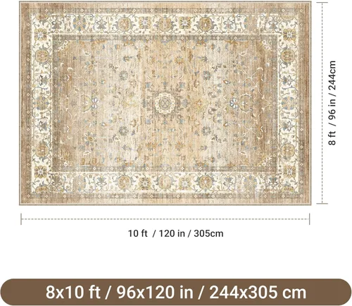 Miniatura 2 de befbee Alfombra de Área Lavable 8x10, Alfombras Grandes y Suaves para Sala de Estar - Alfombras con Respaldo Antideslizante y Resistente a Manchas