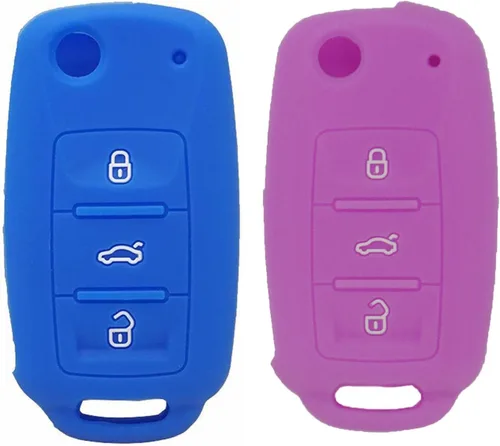 Miniatura 8 de 2 piezas de goma de silicona suave para llavero de coche VW Volkswagen Jetta GTI Passat Golf Tiguan Touareg Beetle CC Eos, azul y rosa