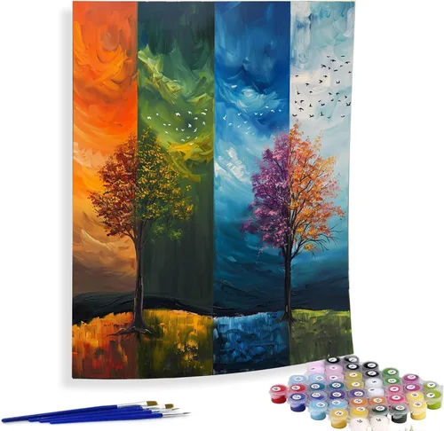 Miniatura 13 de Diymood Pintura por números para adultos, Navidad, pintura al óleo de muñeco de nieve, kits de pintura acrílica por números para niños, adultos