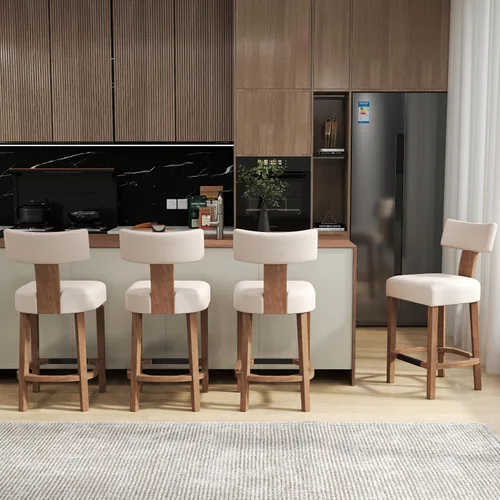 Miniatura 10 de RIVOVA Taburete de bar de 26 pulgadas de altura de mostrador, taburetes de bar de cocina modernos con respaldo y patas de madera maciza, taburetes