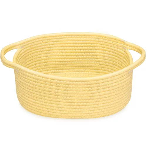 Miniatura 15 de ABenkle Cesta Pequeña con Asas - Contenedor de Almacenamiento Tejido de Cuerda Decorativo Duradero Cubo Organizador de Estante, Cesta de Regalo