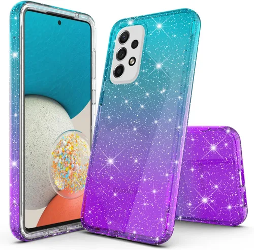 Miniatura 5 de Cpm- Funda híbrida con purpurina para Samsung Galaxy A23, con purpurina híbrida, color degradado para Samsung Galaxy A23 (azul/morado)