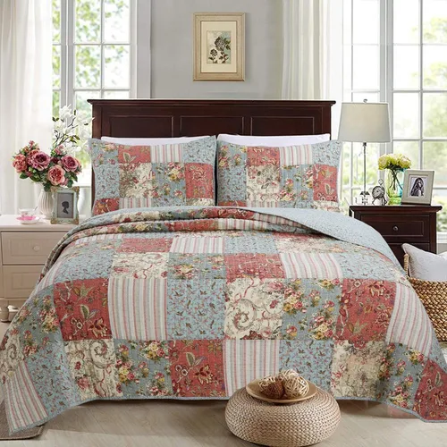 Miniatura 25 de Cozy Line Home Fashions - Juego de ropa de cama reversible de 100% algodón con patchwork real cosido a mano, color mostaza amarilla, estilo granja
