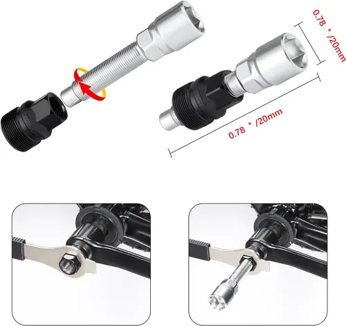 Miniatura 4 de Extractor de manivela de bicicleta Herramienta de extracción de soporte inferior de bicicleta con llave de 0.630 in Kit de herramientas