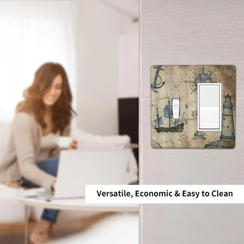 Miniatura 243 de Placa Decorativa de Pared de Granja Rústica con Cuerno de Madera para Puerta de Granero 1 Banda Duplex Cubiertas de Toma Eléctrica Soltera