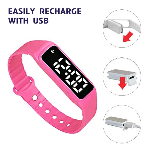 Miniatura 3 de Reloj de entrenamiento para ir al baño - Reloj despertador vibratorio silencioso con temporizador de cuenta regresiva (rojo rosa)