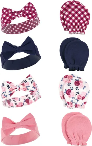 Miniatura 129 de Hudson Baby Conjunto de diadema de algodón y manoplas para rascar para bebé