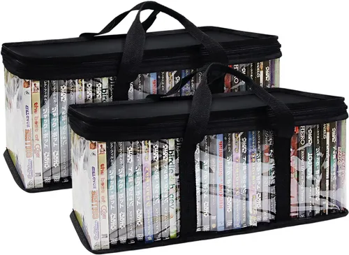 SILD Prácticas bolsas de almacenamiento portátiles para DVD/CD, paquete de 2 unidades con capacidad para 80 películas o videojuegos en total con
