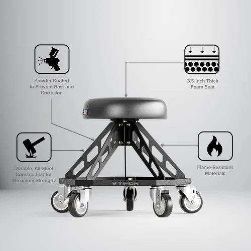 Miniatura 7 de Vyper Robust Steel Pro Shop Silla para mecánica, automoción, bricolaje, taburete de garaje de capacidad de 400 libras, ruedas grandes