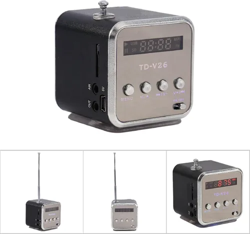 Miniatura 3 de Radio, radio Billig, radio, Td V26, pequeñas radios portátiles y batería, mini altavoz, reproductor de música, radio FM portátil, tarjeta de soporte