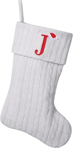 Miniatura 107 de Medias de Navidad personalizadas de 19 pulgadas con iniciales bordadas, medias de Navidad de punto negro para decoraciones de vacaciones familiares
