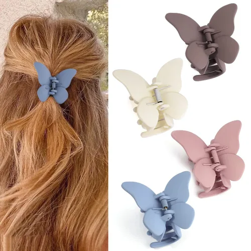 Miniatura 8 de Canitor Pinzas de mariposa para mujer, 3 piezas: pinzas para el cabello de mariposa para mujer, transparentes, perlas, cabello grueso y fino