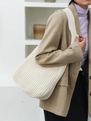 Miniatura 23 de ENBEI Bolsos de hombro para mujer Bolsos de ganchillo Bolso de punto grande Bolso de mano estético para la escuela lindo Bolsas de mano Bolsa