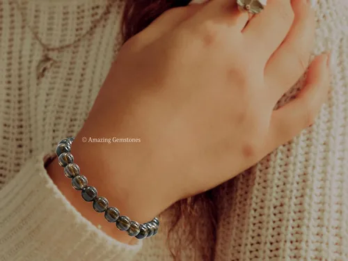 Miniatura 230 de Amazing Gemstone Pulsera de cristal para mujeres y hombres, pulsera de cristal curativo de protección, pulsera elástica con cuentas de piedras