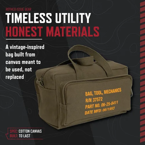 Miniatura 3 de Rothco 9113: Bolso de herramientas para mecánicos tipo G.I. con cremallera de bolsillo y sello militar Negro