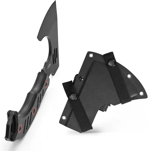 Miniatura 6 de C1391 Hacha de camping Hacha de campamento, hoja de acero DC53 con mango de Micarta Hacha de supervivencia para uso en el bosque con fundas de Kydex