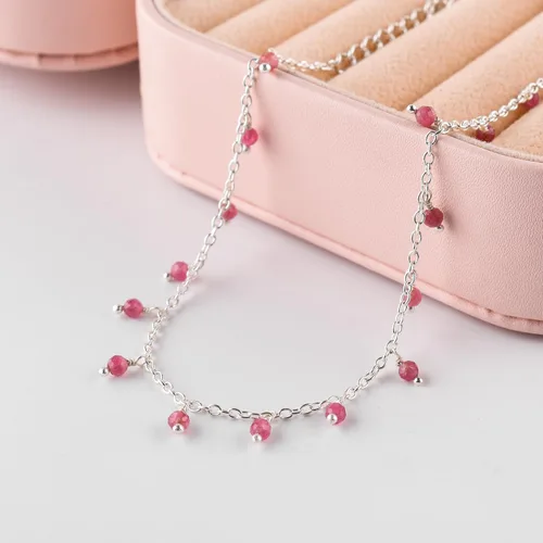 Miniatura 12 de Yanara Tobilleras de piedras preciosas para mujer, piedra natal natural, chapada en plata, joyería hecha a mano en 8.5 + 1.5 pulgadas, cristales