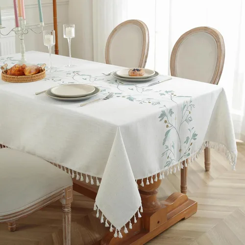 Miniatura 15 de JIALE - Manteles para mesas rectangulares, mantel de lino de algodón impermeable sin arrugas para mesas de comedor de granja, manteles de tela suave