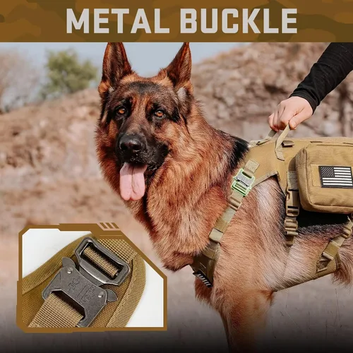Miniatura 5 de Forestpaw Arnés para perro de tamaño mediano, arnés táctico para perro con asa, chaleco de servicio militar sin tirones con bolsillos ajustables