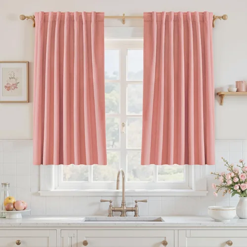 Miniatura 58 de UHITECH - Cortinas opacas beige para sala de estar, cortinas cortas de 35 pulgadas para habitación, cortinas negras para ventanas pequeñas, paneles
