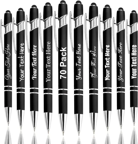 Miniatura 51 de Hasta 300 bolígrafos personalizados a granel con nombre personalizado con grabado gratis, puntas de lápiz capacitivo grabado, bolígrafo