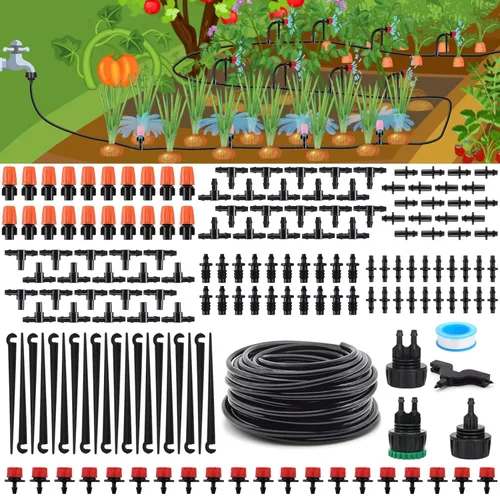 Conjunto de tubos para riego, 1/4" equipo para riego nuevo / equipo de irrigación automática para invernadero y jardineros, juego de enfriamiento