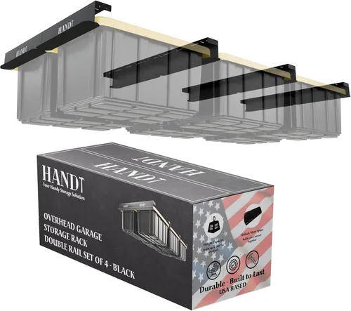 Estante de almacenamiento de garaje con base en Estados Unidos, rieles de techo de metal resistente conectables, sistema de estantería de