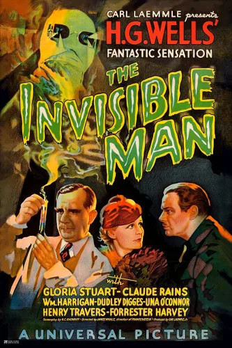 Póster de The Invisible Man de Claude Rains, pósteres vintage de película de terror, monstruo clásico de Halloween, póster de pared de 12 x 18