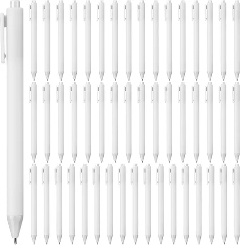 Miniatura 12 de 50 bolígrafos retráctiles a granel de 0.039 in, punta media, tinta negra, lindos bolígrafos de escritura suave, suministros escolares