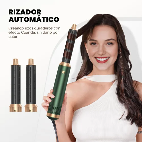 Miniatura 2 de Cepillo secador de pelo 5 en 1, juego de cepillo secador de pelo mejorado con iones negativos, rizador de aire caliente, rizador de rizos