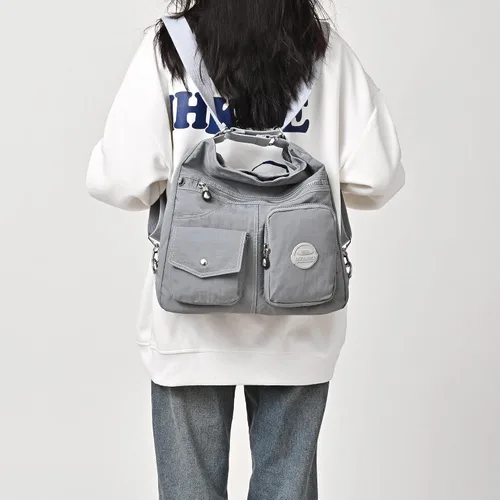 Miniatura 3 de Bolso Hobo multiusos para mujer con RFID antirrobo, bolsa cruzada de nailon impermeable, bolsa de hombro, mochila convertible