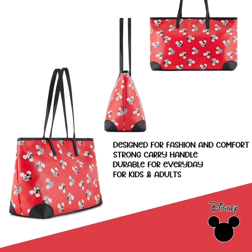 Miniatura 2 de Disney Bolsa de mano de Mickey y Minnie Bolso de mano para niñas, niños, adolescentes, adultos Mickey y Minnie Mouse de piel sintética sintética
