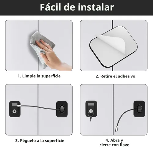Miniatura 6 de RORMGO Paquete de 2 cerraduras para refrigerador, cerradura para refrigerador con protección de alambre de silicona, cerraduras para nevera