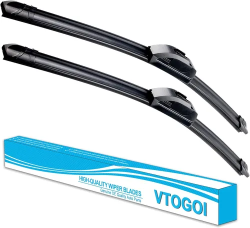 Miniatura 9 de VTOGOI - Limpiaparabrisas prémium de goma natural con gancho en J, calidad de fabricante original, de 22 + 17 pulgadas, para todas las estaciones