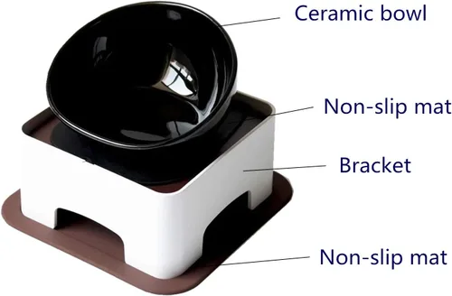 Miniatura 2 de Bulldog Bowl - Tazón de cerámica para perros – Plato para perros y gatos, cuenco de boca ancha para perros y mascotas, comedero inclinado estéril