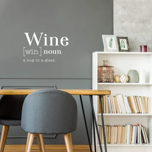 Miniatura 3 de Vinilo decorativo para pared, diseño de vino a abrazo en una copa, 22 x 33.5 pulgadas, definición moderna de humor para adultos, decoración