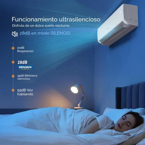 Miniatura 5 de ROVSUN Aire acondicionado y calentador mini split habilitado para Wifi de 9000 BTU con inversor, 20 SEER2 de ahorro de energía 115 V, unidad de CA