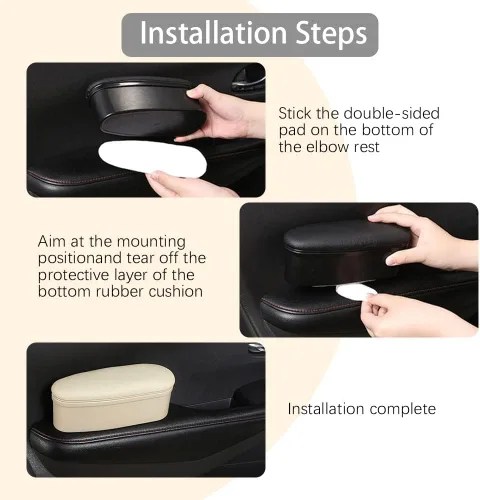 Miniatura 4 de ASUBHA Funda de soporte para reposabrazos de automóvil, cojín para reposabrazos, cómoda almohada para reposabrazos de puerta lateral del automóvil