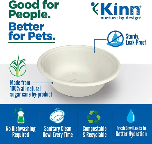 Miniatura 6 de Kinn Whisker Fatigue - Cuenco para gatos compostable y desechable para alimentos o agua, 24 onzas (50 repuestos), plato para gatos apto para bigotes