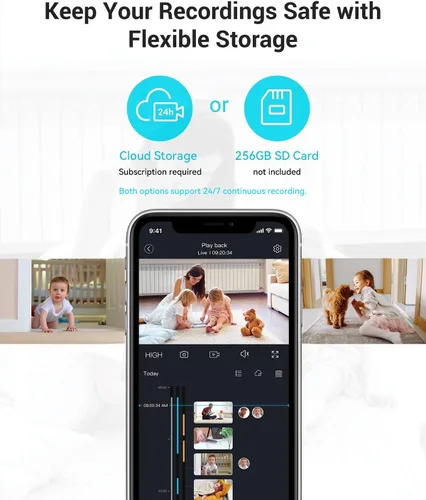Miniatura 7 de blurams Cámaras 5G para seguridad en el hogar, cámara 2K para mascotas con aplicación de teléfono, cámara interior PTZ de 360° con WiFi de doble