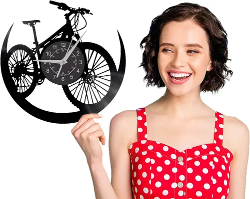 Miniatura 6 de Reloj de pared de disco de vinilo para bicicleta, creativo de 12 pulgadas, decoración de bicicleta de montaña, regalos para hombres y mujeres, hecho