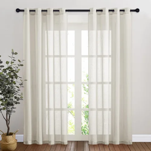 Miniatura 127 de NICETOWN Cortinas de lino traslúcidas con textura de lino de 84 pulgadas de largo, con ojales semitraslúcidos, tratamientos de ventana, privacidad