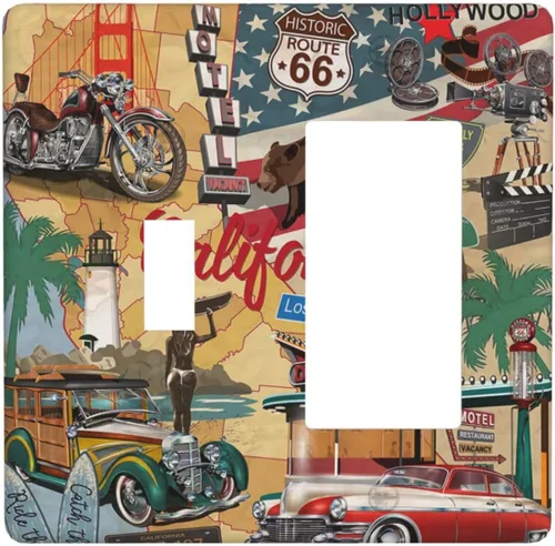 Miniatura 104 de Cubiertas de placa de pared de 3 gang con interruptor de luz de triple palanca, en negro y dorado con esplendor de oro rosa, estampado floral