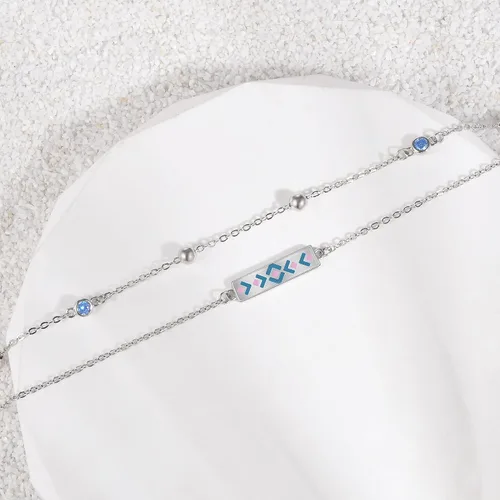 Miniatura 90 de CHIC & ARTSY Tobilleras delicadas de plata de ley S925 para verano, pulsera de tobillo ajustable multicapa para playa, joyería de pie para mujer