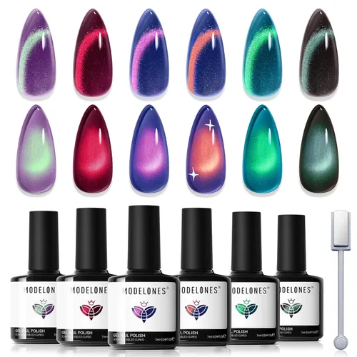 Miniatura 29 de modelones - Juego de 6 esmaltes en gel, tonos verano, rosa, rosa fuerte, rosa neón, blanco, magenta, de suave claro a oscuro,arte para amantes