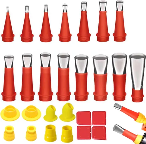 Kit de herramientas de boquilla de goma integrado universal, juego de acabado de calafateo fácil, boquilla de goma para calafatear (juego D)