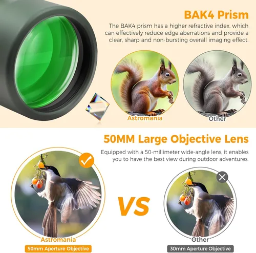 Miniatura 3 de Astromania Monoculares de prisma BAK4 de alta potencia de 10 x 50, impermeable, monoscopio de mano compacto para observación de aves, eventos