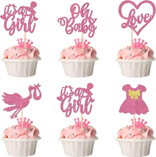 Miniatura 11 de 36 piezas de decoración para cupcakes con diseño de luna con purpurina de luna y estrella para revelación de género de bebé, baby shower, fiestas